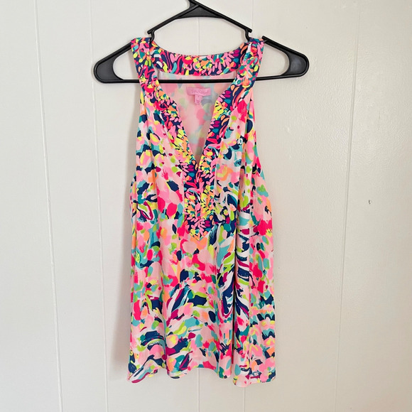 Lilly Pulitzer Tops - Lilly Pulitzer Achelle Top Blouse PIna Colada Print Sz S Resort Colorful Preppy